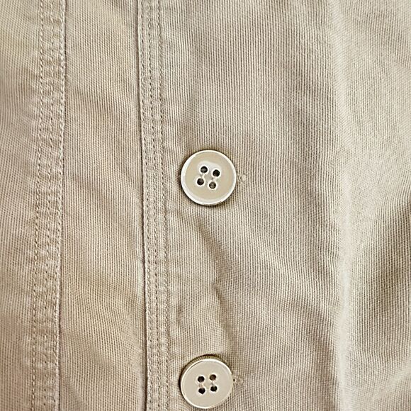 Farm Rio Tan Button Front Midi Skirt | Military Style Utility Skirt with Pockets - Picture 7 of 9